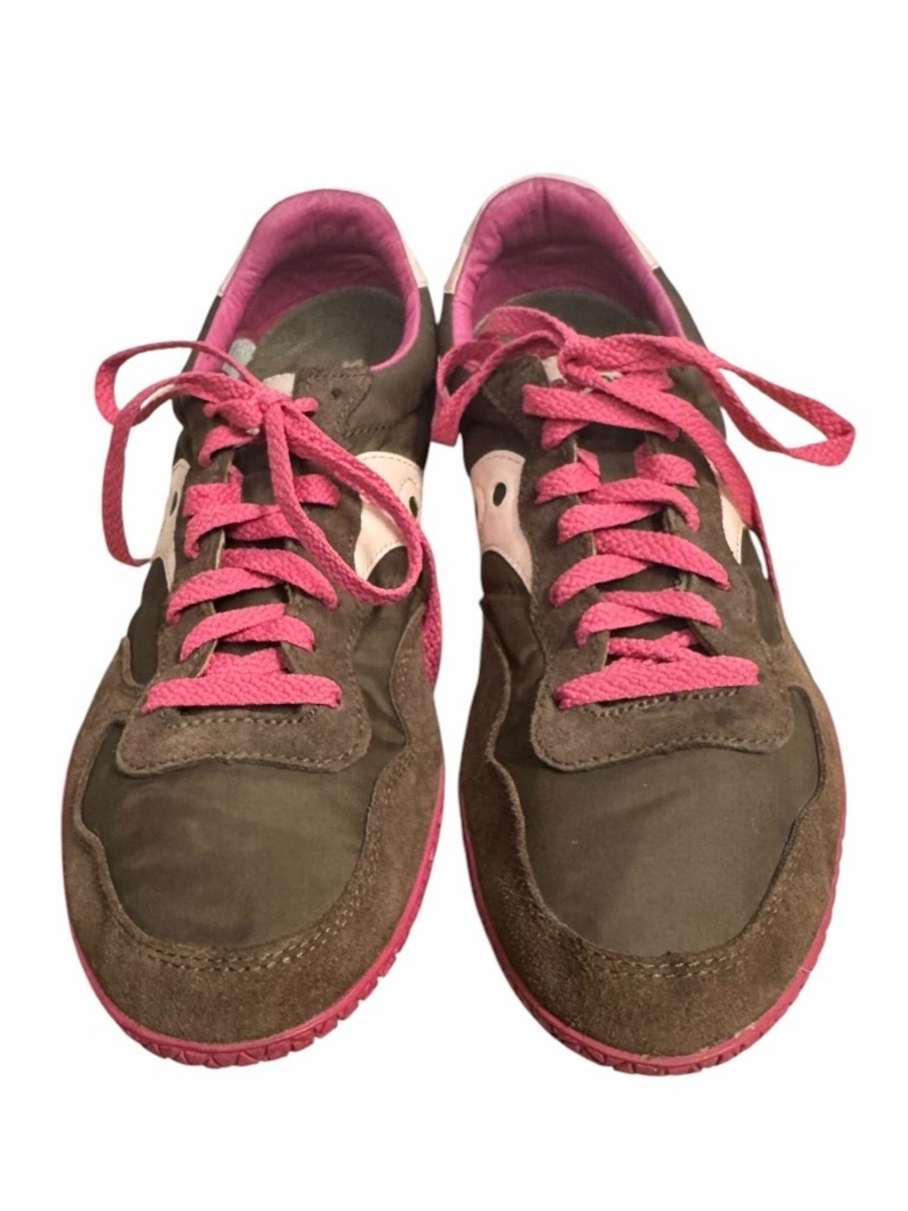 Saucony Bullet Sneakers Women’s 12 Brown Pink Suede Nylon Retro Low Top Running - Picture 2 of 10